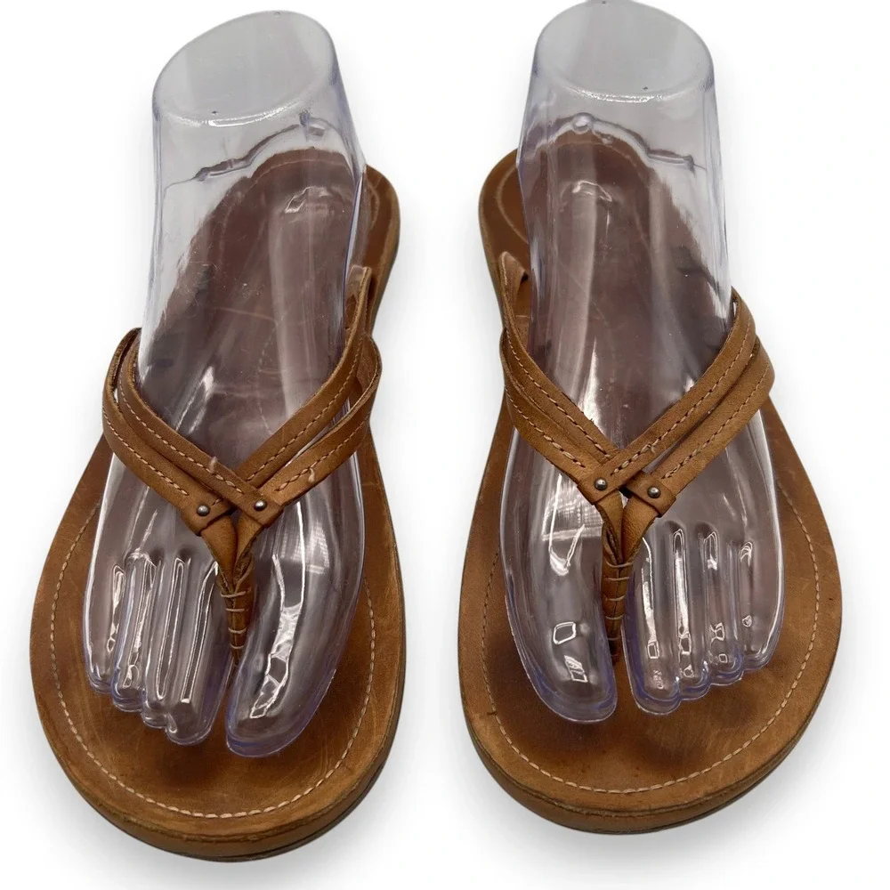 OluKai Upena Tan Leather Multi Strap Sandals Womens 10 EUR 40 Flip Flops 20288